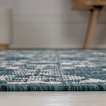 Amora Traditional Mediterranean Tile Design Indoor/Outdoor Area Rug